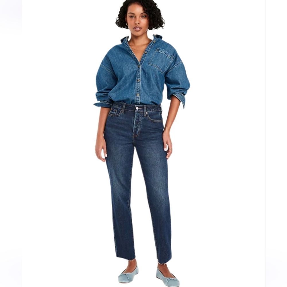 Old Navy High Waisted Button Fly OG Straight Ankle Jeans Size 4